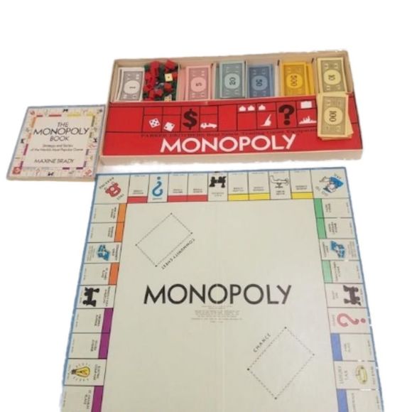 {Vintage}PARKER BROS Original 1974 Monopoly Board Set w/Strategy by Maxine Brady